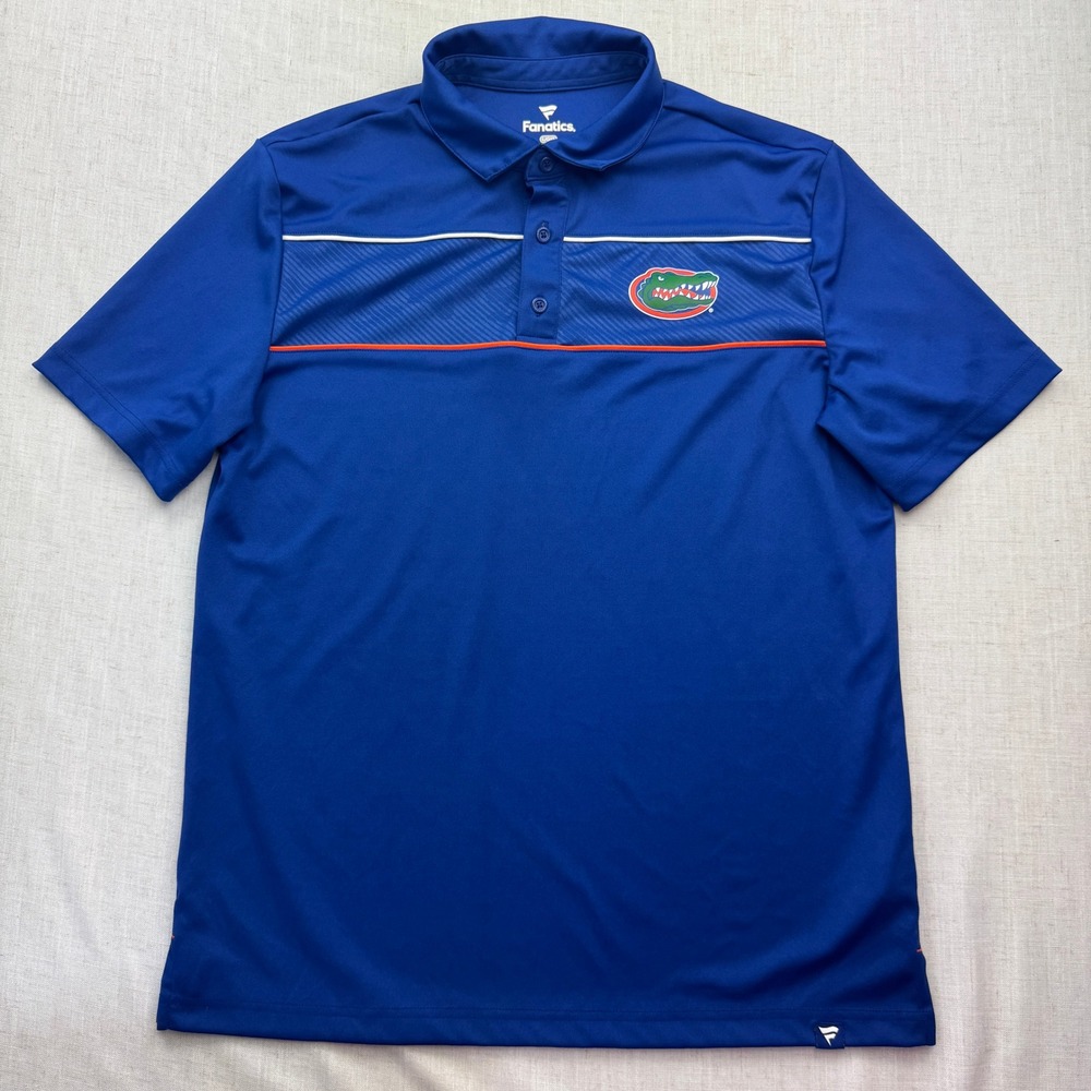 Fanatics Florida Gators Polo Mens Large Blue Performance Short Sleeve NCAA Golf